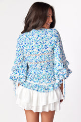 Bellwood Ruffle Top Blue Rosebud