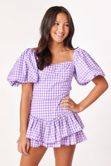 Elizabeth Layered Skirt Purple Gingham