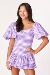 Elizabeth Layered Skirt Purple Gingham