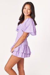 Elizabeth Layered Skirt Purple Gingham