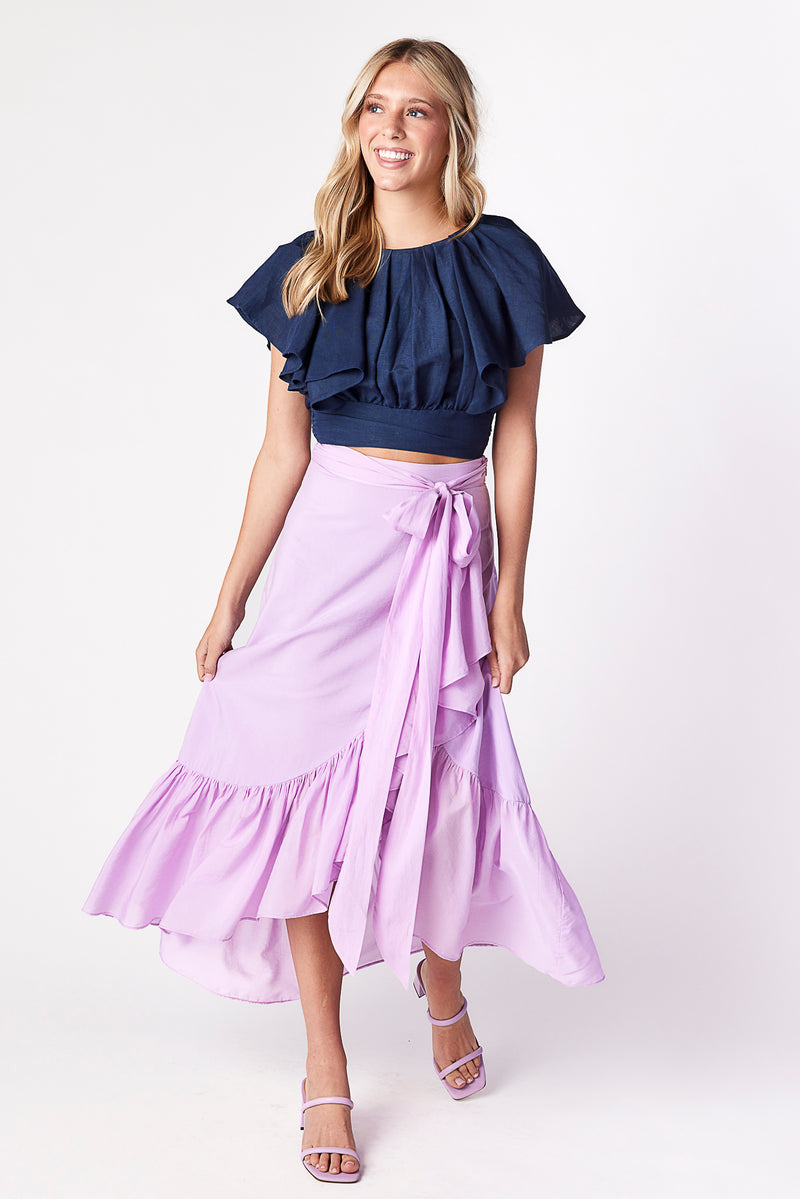 Florence Flounce Top Indigo