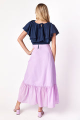 Florence Flounce Top Indigo