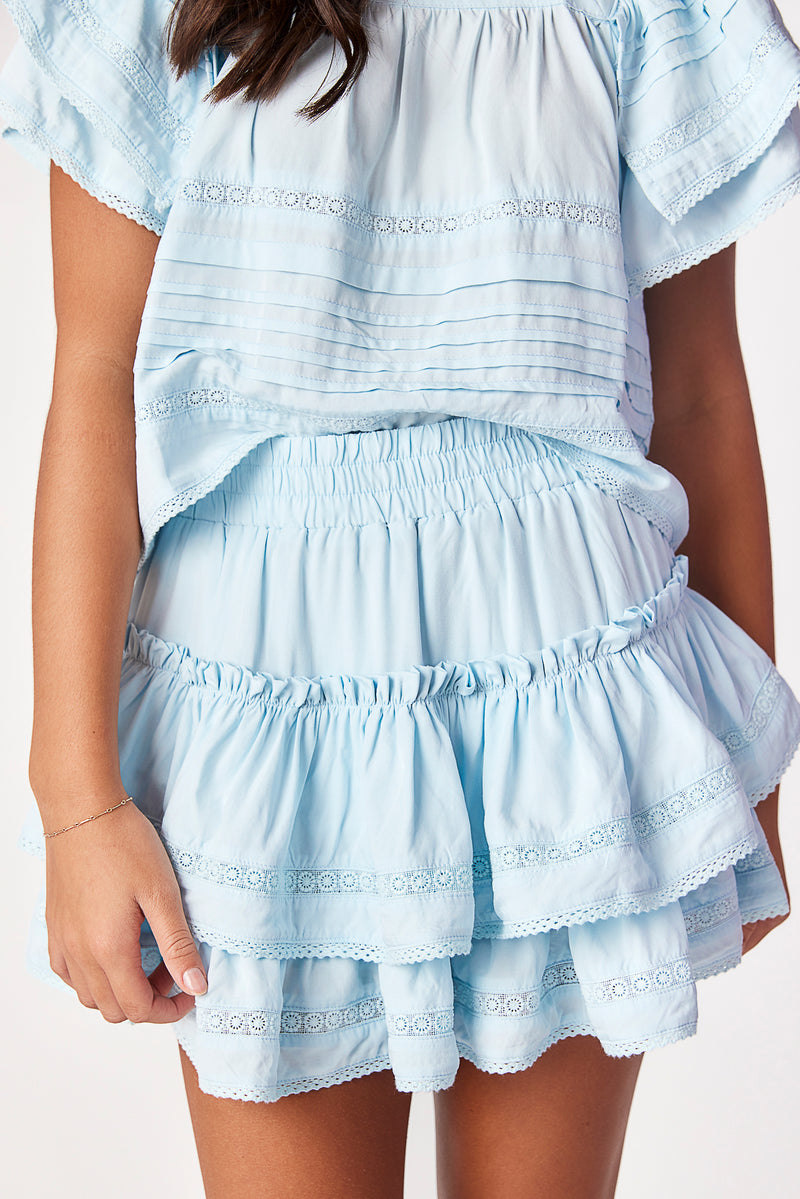 Brianna Lace Skirt Sky Blue